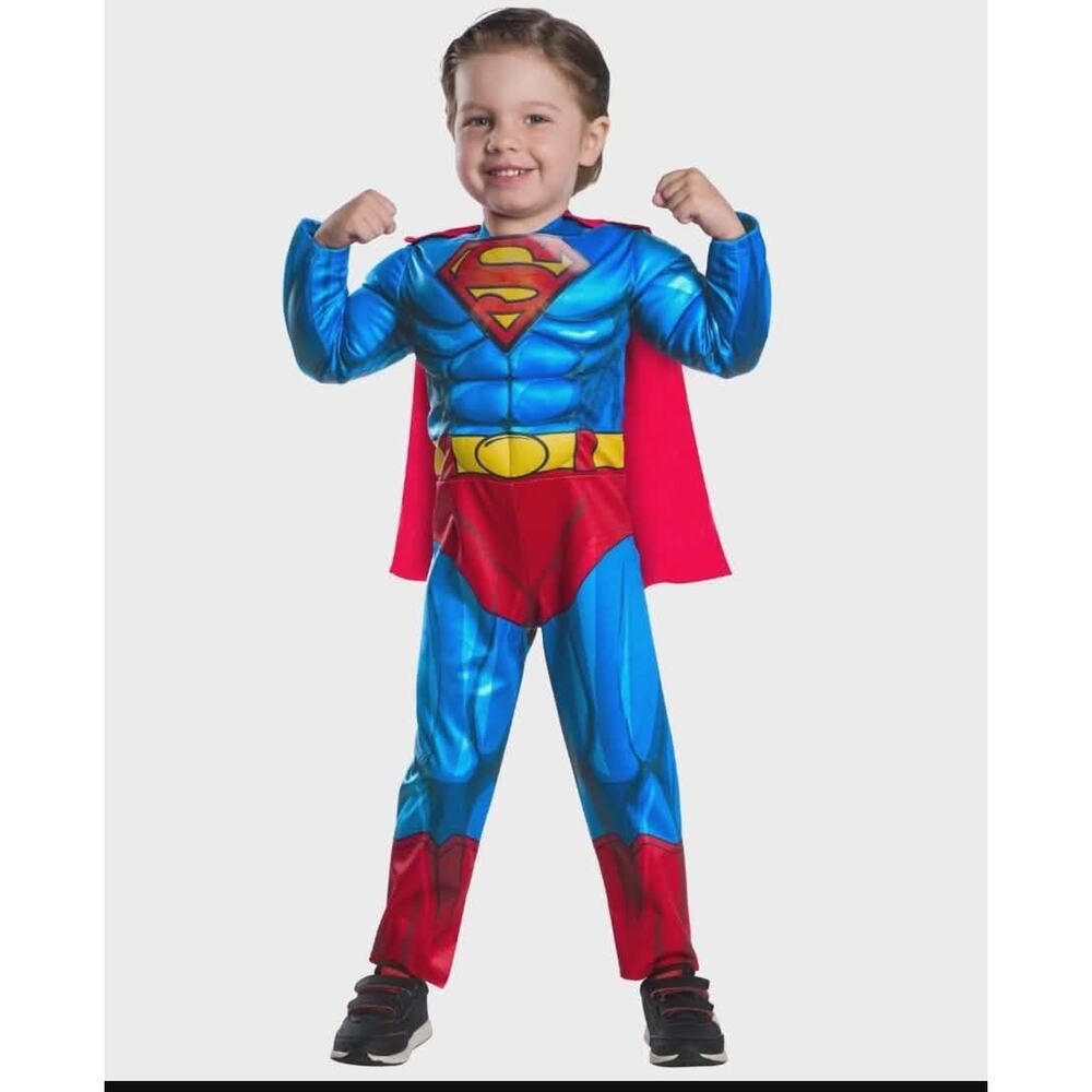 Superman Halloween Costume 3T/4T Muscle Jumpsuit & Cape DC Comics Toddler Boys